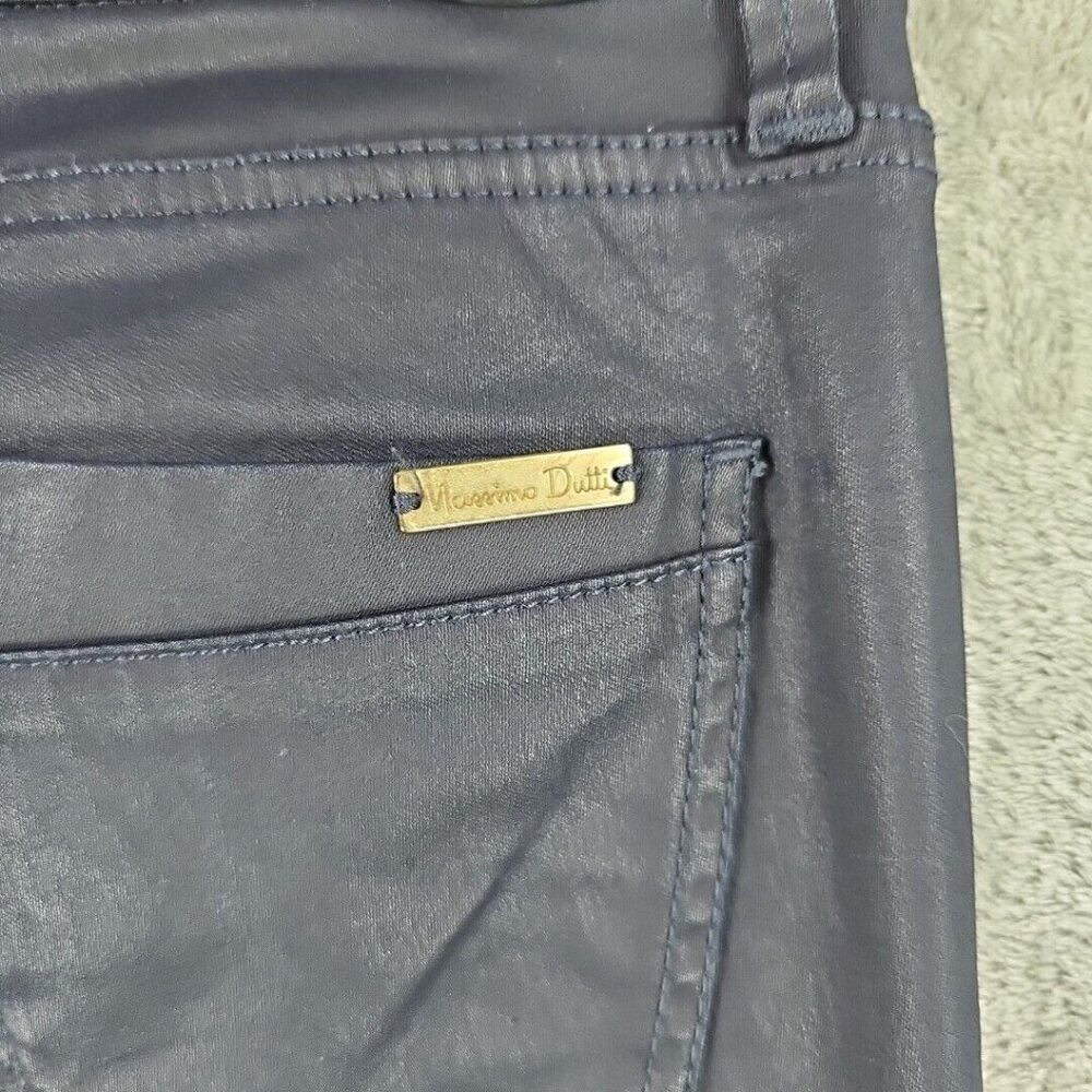 Massimo Dutti Jeans Womens Size 2 Waxed Dark Blue Skinny Fit Low Rise Stretch - Picture 11 of 13